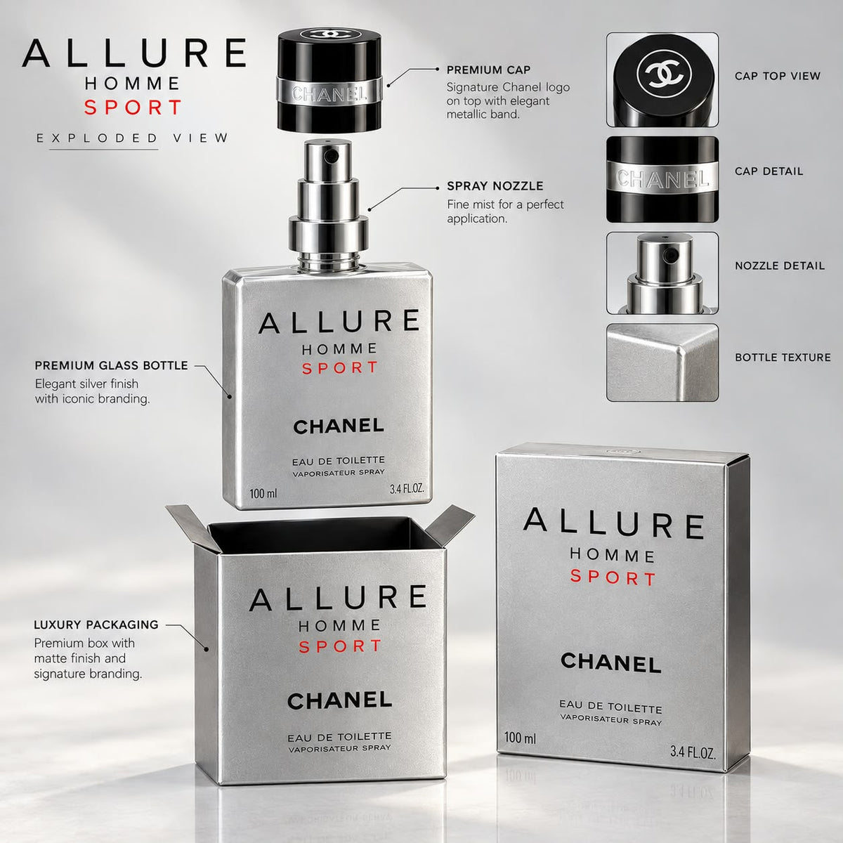 Chanel Allure Homme Sport Eau de Toilette for Men 100ml (3.4 oz)